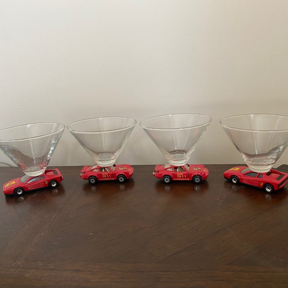 MATCHBOX PORSCHE/FERRARI MARTINI GLASSES